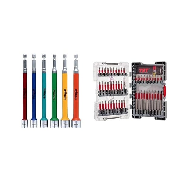 70487 6 Piece Color Coded Magnetic Nut Setter Metric Set & 76885 50 Piece MaxxTor Impact Bit Set